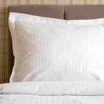 Lenjerie de pat Best Cotton Hotel 1 persoana, 100% bumbac, Damasc cu latime dungi de 1 cm, alb