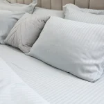 Cearceaf de pat Best Cotton Hotel - Damasc cu latime dungi 2,5 cm, 100% bumbac, alb - imagine 4