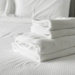 Cearceaf pentru pilota Best Cotton Hotel - Damasc cu latime dungi 2.5 cm, 100% bumbac, alb - imagine 4