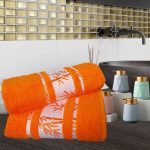 Set 2 prosoape baie Best Cotton – Bambus orange, 100% bambus, 50×90 cm si 70×140 cm