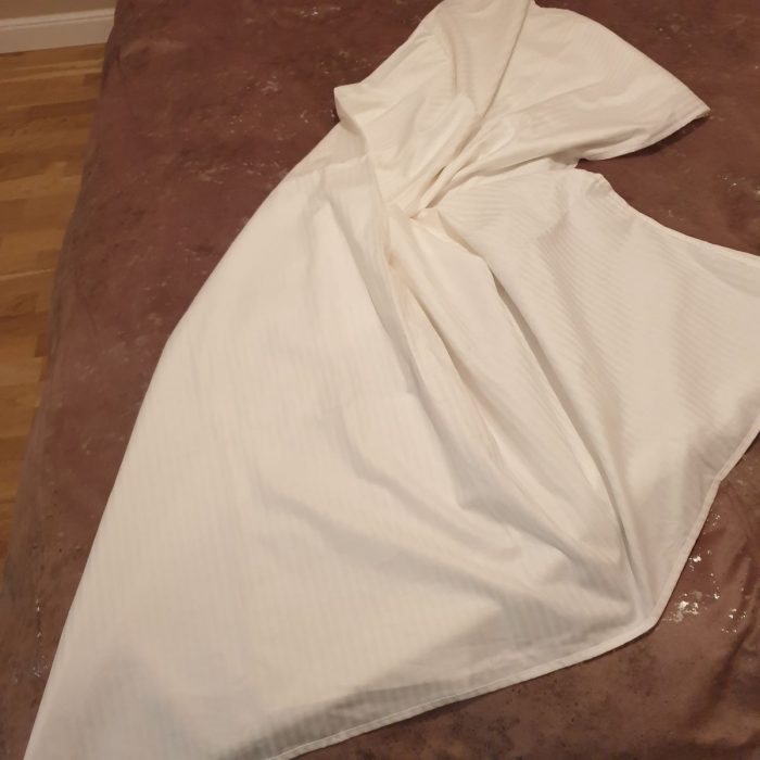 Fata de masa Best Cotton Hotel - 150x240 cm, Damasc Saten, 100% bumbac, alb, dungi cu latime 1 cm - imagine 2