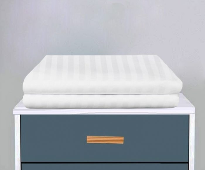 Cearceaf de pat Best Cotton Hotel - Damasc cu latime dungi 2,5 cm, 100% bumbac, alb - imagine 6