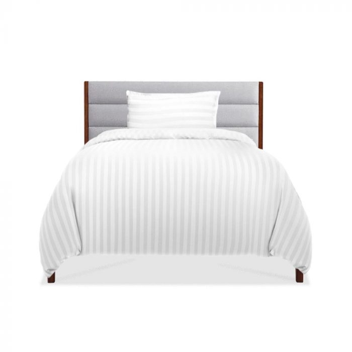 Lenjerie de pat Best Cotton Hotel 1 persoana, 100% bumbac, Damasc cu latime dungi de 1 cm, alb - imagine 2