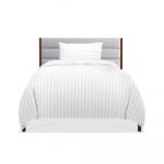 Cearceaf pentru pilota Best Cotton Hotel - Damasc cu latime dungi 2.5 cm, 100% bumbac, alb - imagine 7