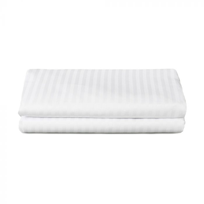 Cearceaf de pat Best Cotton Hotel - 100% bumbac, Damasc cu latime dungi 1 cm, alb - imagine 6