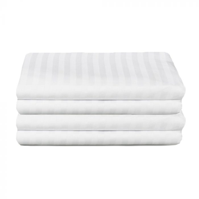 Pachet 4 bucati fata masa Best Cotton Hotel, 120x120 cm, 100% bumbac, Damasc cu latime dungi 2.5 cm, alb - imagine 7