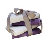 Pachet 4 prosoape Best Cotton - Pastel uni, 100% Bumbac, 50x90 cm, alb si mov - imagine 2