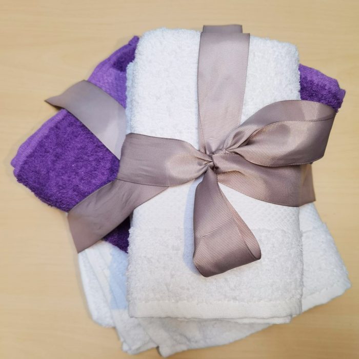 Pachet 4 prosoape Best Cotton - Pastel uni, 100% Bumbac, 50x90 cm, alb si mov - imagine 6