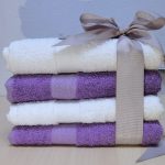 Pachet 4 prosoape Best Cotton - Pastel uni, 100% Bumbac, 50x90 cm, alb si mov - imagine 5