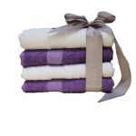 Pachet 4 prosoape Best Cotton - Pastel uni, 100% Bumbac, 50x90 cm, alb si mov