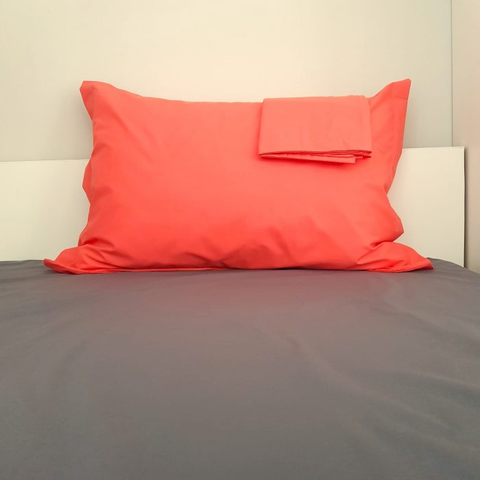 Pachet Best Cotton Deco UNI - Ranforce color, cearceaf de pat + 2 fete de perna, 100% bumbac, gri si corai - imagine 5