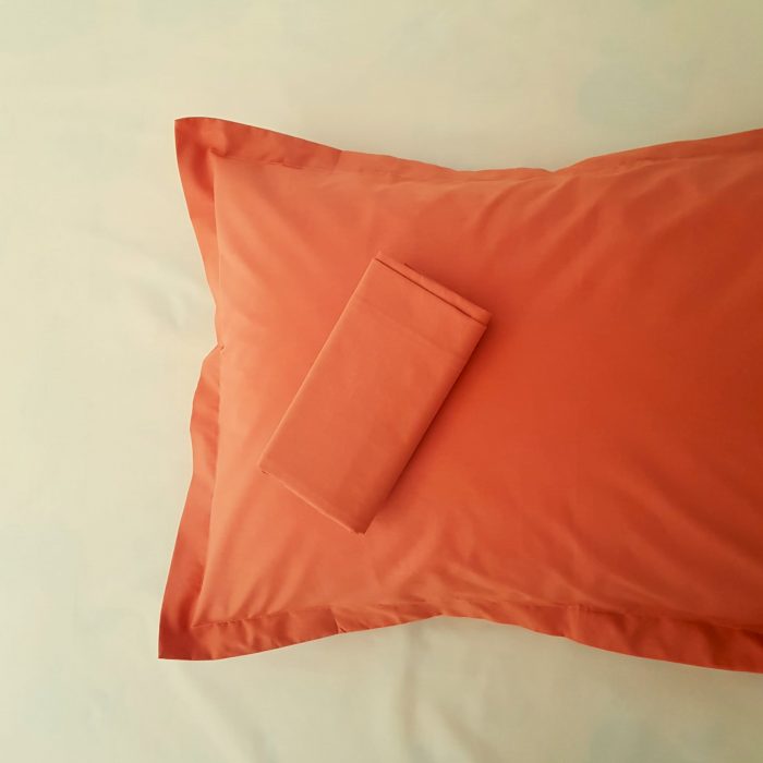 Pachet Best Cotton Deco UNI - Ranforce color, cearceaf de pat + 2 fete de perna, 100% bumbac, ivoire si ceramic - imagine 2