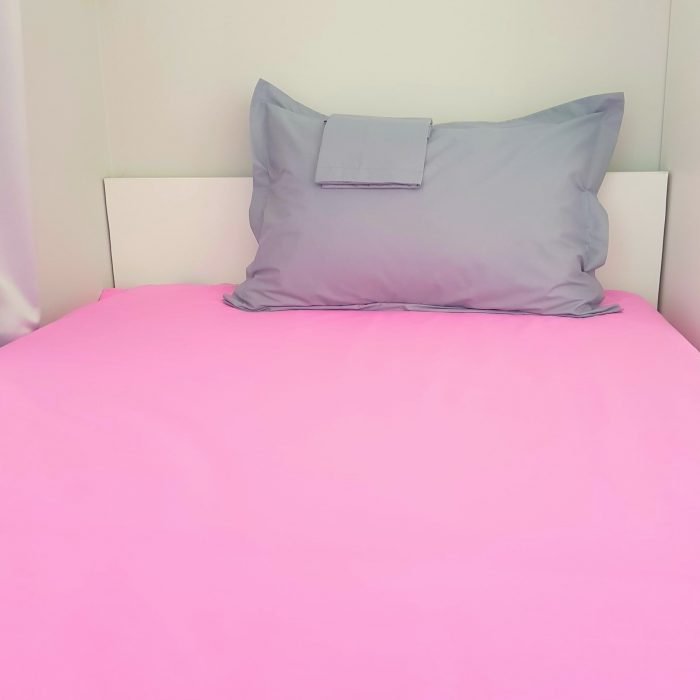 Pachet Best Cotton Deco UNI - Ranforce color, cearceaf de pat + 2 fete de perna, 100% bumbac, roz si gri - imagine 6