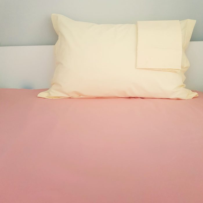 Pachet Best Cotton Deco UNI - Ranforce color, cearceaf de pat + 2 fete de perna, 100% bumbac, roz pudra si ivoire - imagine 3