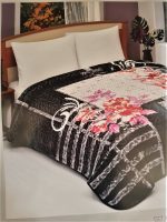 Patura Solana Soft - Black and White, pentru pat dublu, dimensiunea 220x240 cm