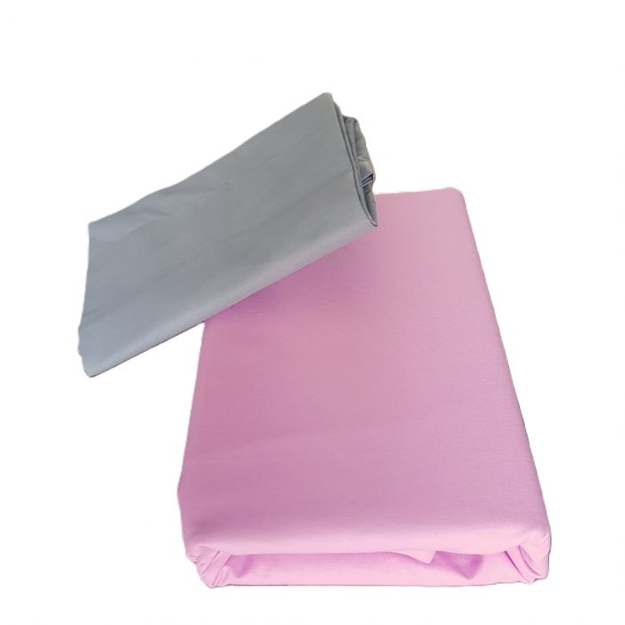 Pachet Best Cotton Deco UNI - Ranforce color, cearceaf de pat + 2 fete de perna, 100% bumbac, roz si gri - imagine 3