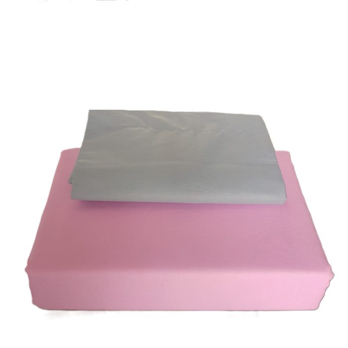 Pachet Best Cotton Deco UNI - Ranforce color, cearceaf de pat + 2 fete de perna, 100% bumbac, roz si gri - imagine 7