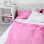 Pachet Best Cotton Deco UNI - Ranforce color, cearceaf de pat + 4 fete de perna, 100% bumbac, roz cu alb - imagine 2
