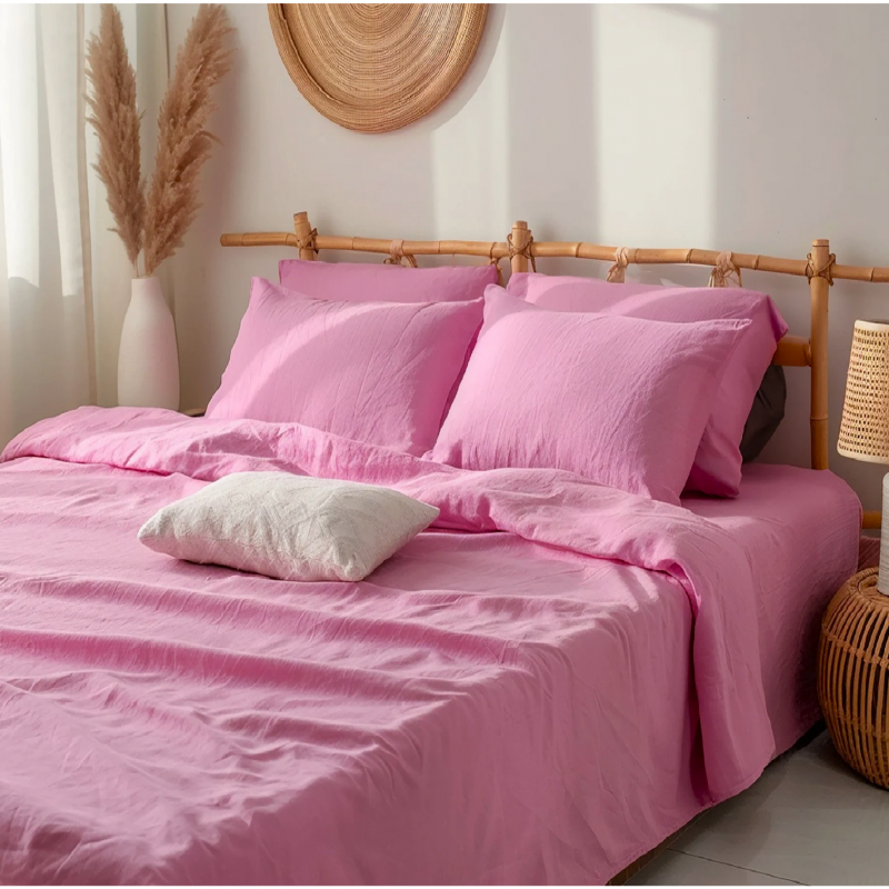 engros-cearceaf de pat astoria home cu fete de perna cu rame decorative oxford bumbac roz3