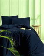Cearsaf de pat Best Cotton, 100% bumbac, Olandina color, 220x240 cm, bleumarin