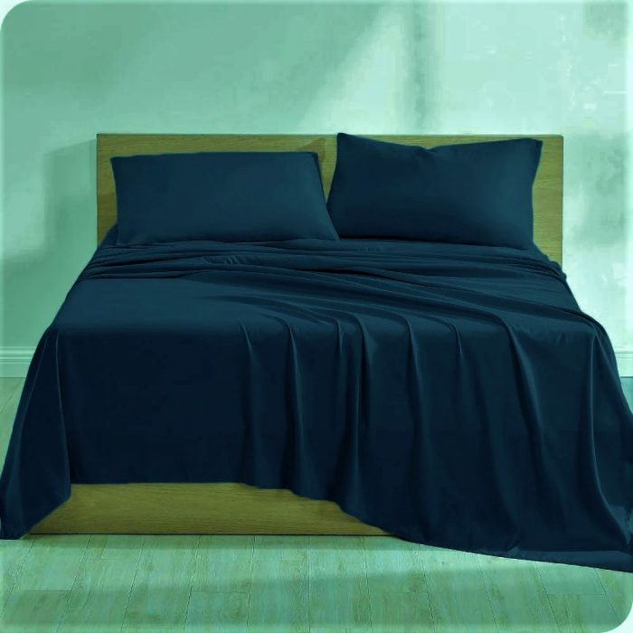 Cearsaf de pat Best Cotton, 100% bumbac, Olandina color, 220x240 cm, bleumarin - imagine 2
