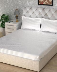 engros Husa cu elastic pentru pat Best Cotton - 100% bumbac, Damasc cu latime dungi 1 cm, alb 41 engros-lazy