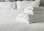 Cearceaf pentru pilota Best Cotton Hotel - Damasc Saten cu dungi de 0.5 cm, 100% bumbac, alb
