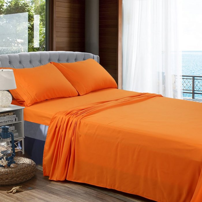 Cearceaf de pat Best Cotton, 100% bumbac, Olandina color, 220x240 cm, orange - imagine 2