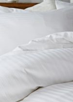 Lenjerie de pat Best Cotton Hotel - XXL, 100% bumbac, Damasc Saten cu latime dungi 1 cm, alb - imagine 5