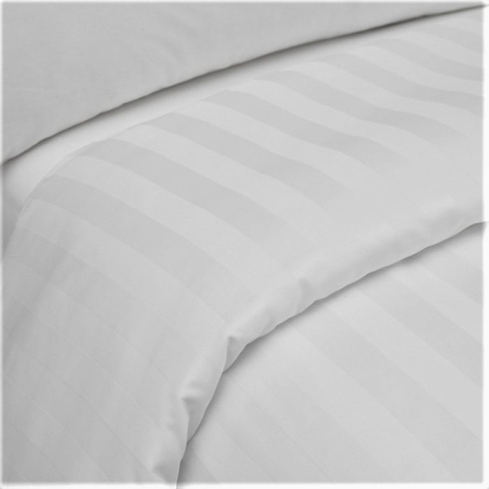 Cearceaf pentru pilota Best Cotton Hotel - 100% bumbac, Damasc Saten cu latime dungi 1 cm, alb - imagine 2