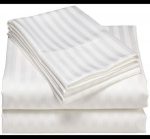 Cearceaf de pat Best Cotton Hotel - 100% bumbac, Damasc Saten cu latime dungi 1 cm, alb - imagine 4