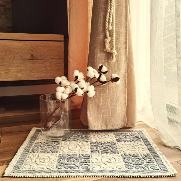 Covor decor de intrare - tesut - Bucle, 100% bumbac, 40x60cm, gri 04 - imagine 2