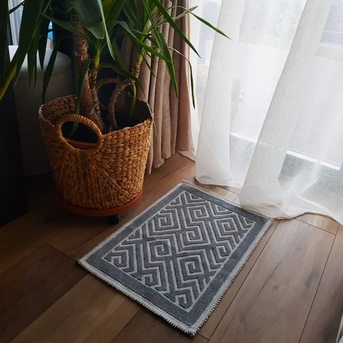 Covor decor de intrare - tesut - Bucle, 100% bumbac, 40x60cm, gri 03 - imagine 3