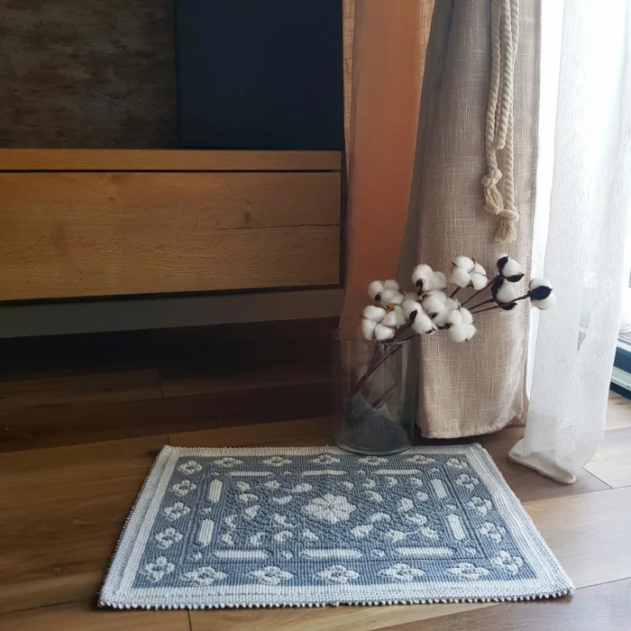 Covor decor de intrare - tesut - Bucle, 100% bumbac, 40x60cm, gri 02 - imagine 2