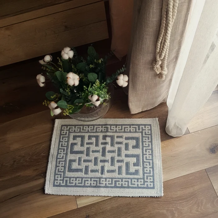 Covor decor de intrare - tesut - Bucle, 100% bumbac, 40x60cm, gri 01 - imagine 2