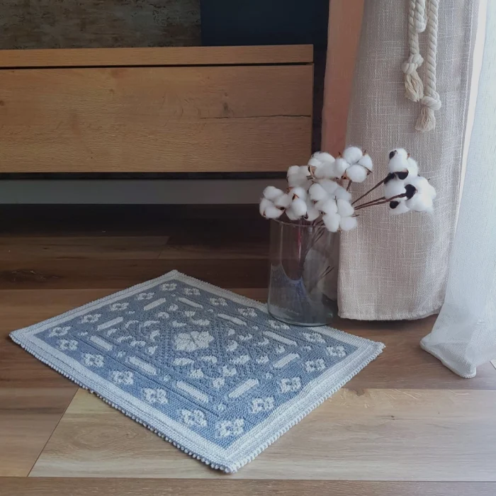 Covor decor de intrare - tesut - Bucle, 100% bumbac, 40x60cm, gri 02 - imagine 3