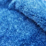 Covor decor - fir lung, rotund cu diametru 75 cm, antiderapant, 100% fibre sintetice, albastru - imagine 2