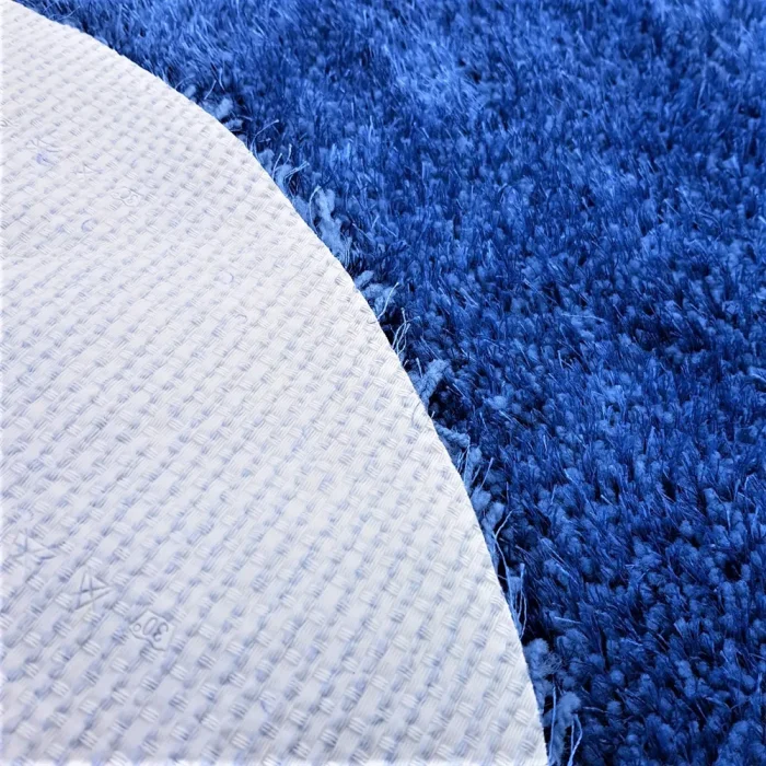 Covor decor - fir lung, rotund cu diametru 75 cm, antiderapant, 100% fibre sintetice, albastru - imagine 3
