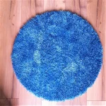 Covor decor - fir lung, rotund cu diametru 75 cm, antiderapant, 100% fibre sintetice, albastru