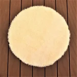 Covor decor - fir lung, rotund cu diametru 75 cm, antiderapant, 100% fibre sintetice, ivoire