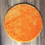 Covor decor - fir lung, rotund cu diametru 75 cm, antiderapant, 100% fibre sintetice, orange
