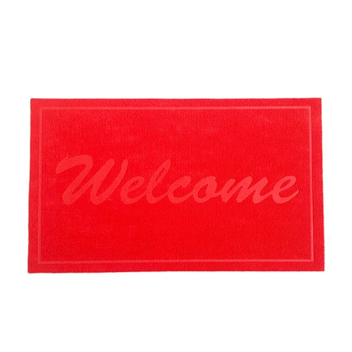 Covoras intrare - Welcome uni, 45x75 cm, antiderapant 100% pvc, rosu - imagine 3