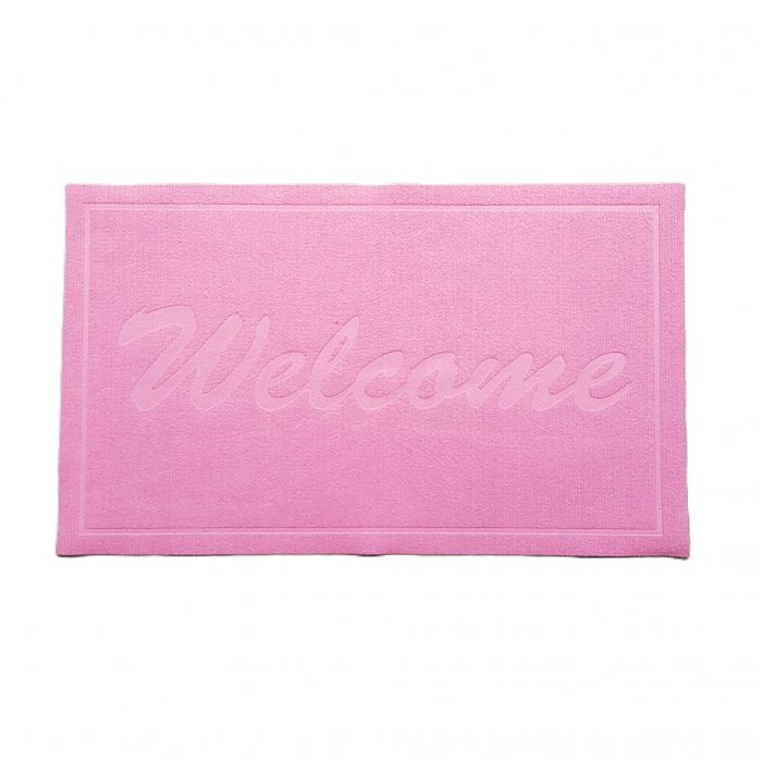 Covoras intrare - Welcome uni, 45x75 cm, antiderapant 100% pvc, roz - imagine 3