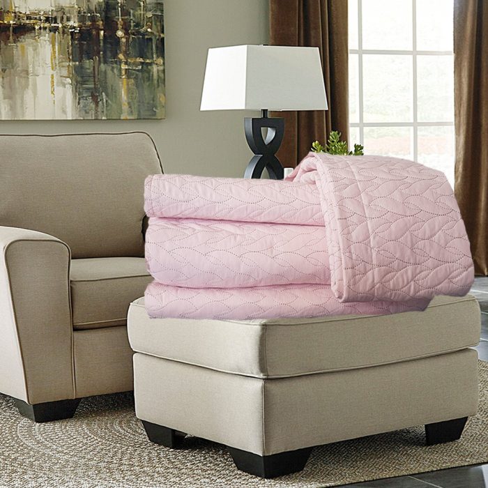 Cuvertura cu fete de perna, matlasate prin brodare Royal Home Bukle - 250x260 cm, pudra - imagine 5