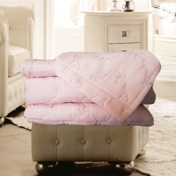 Cuvertura cu fete de perna, matlasate prin brodare Royal Home Bukle - 250x260 cm, pudra - imagine 8