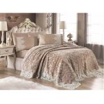 Set Cuvertură de pat extralarge Royal Home cu dantelă, 6 piese - Cappuccino