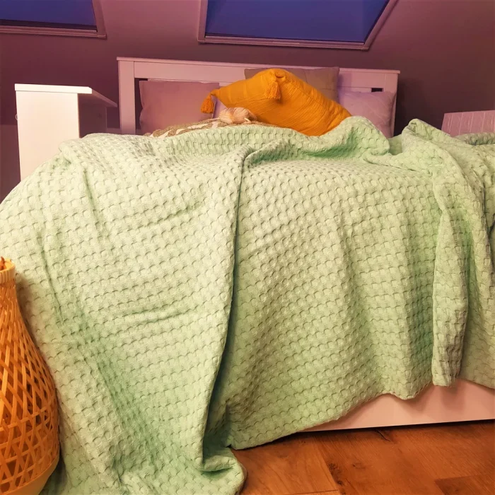 Cuvertura Best Cotton - Fagure, 220x240 cm,100% bumbac, verde menta - imagine 4