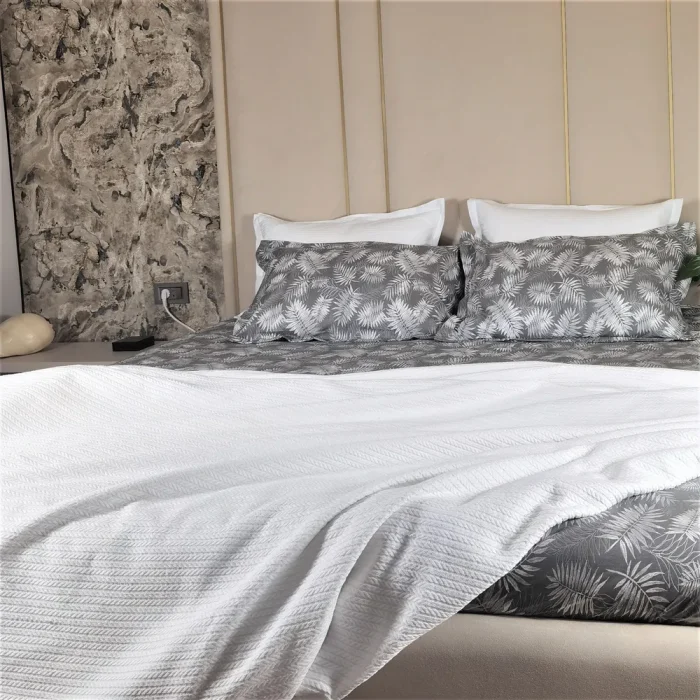 Pachet cearsaf de pat 220x240 cm + 2 fete de perna 50x70 cm Best Cotton Deco 47 - Ranforce color, 100% bumbac - imagine 5