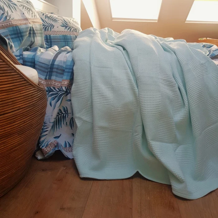 Cuvertura Best Cotton - Gofre, 220x240 cm,100% bumbac, bleu ciel - imagine 2