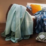 Cuvertura Best Cotton - Gofre, 220x240 cm,100% bumbac, bleu ciel